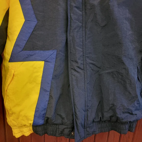 Apex University of Michigan Puffer Jacket Blue Yellow Size L Vintage 90s NCAA - Picture 5 of 11